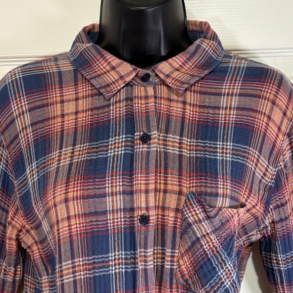Rails Women’s Navy/Sunset/Gold Plaid Button-Up Shirt Size Small - Picture 2 of 11
